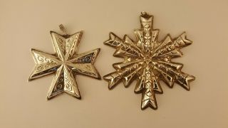 Vintage Gorham And Reed & Barton Sterling Silver Snowflake Ornaments 1970 