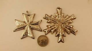 VINTAGE GORHAM AND REED & BARTON STERLING SILVER SNOWFLAKE ORNAMENTS 1970 ' s 2