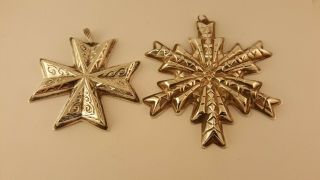 VINTAGE GORHAM AND REED & BARTON STERLING SILVER SNOWFLAKE ORNAMENTS 1970 ' s 3