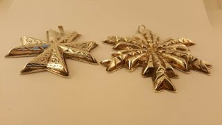 VINTAGE GORHAM AND REED & BARTON STERLING SILVER SNOWFLAKE ORNAMENTS 1970 ' s 4