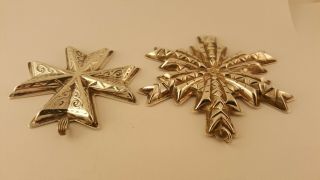 VINTAGE GORHAM AND REED & BARTON STERLING SILVER SNOWFLAKE ORNAMENTS 1970 ' s 5