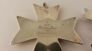 VINTAGE GORHAM AND REED & BARTON STERLING SILVER SNOWFLAKE ORNAMENTS 1970 ' s 7