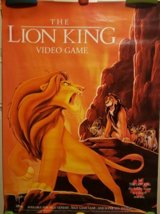 Vintage/rare Video Store Promo Nintendo/sega The Lion King Poster Nm 18 X 24 "
