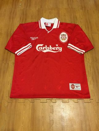 Vtg 1996 Liverpool Fc Premier League Adult Medium Red Reebok Jersey Football