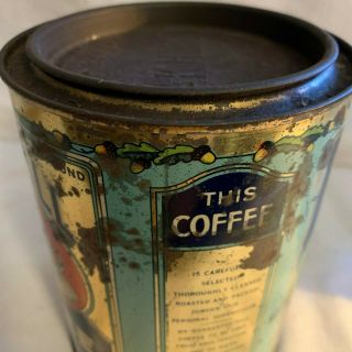 ANTIQUE OAK HILL COFFEE TIN LITHO 1LB TALL CAN BROCKTON MA VINTAGE GROCERY STORE 5