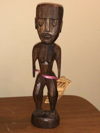 Vtg Hawaiian Tiki Handcarved Wood Goddess Mulikihaamea Matekitoga 14” Tall Bar
