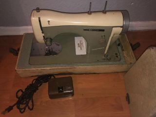 Vintage Antique Necchi Supernova Sewing Machine In Carrying Case Rare