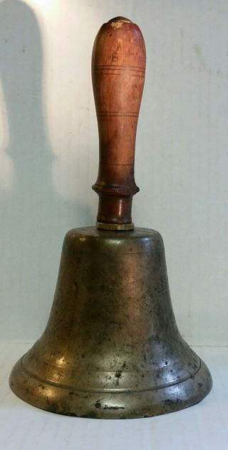Vintage Collectible 1900s Country School Bell Brass / Wood Handle 6