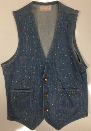 Vintage 80’S Bedazzled Denim 3 Piece Jacket (S),  Vest (S),  and Jeans Sz 6 2