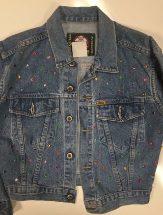 Vintage 80’S Bedazzled Denim 3 Piece Jacket (S),  Vest (S),  and Jeans Sz 6 6