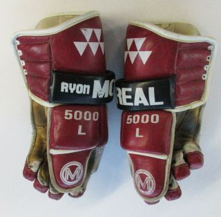 Vintage Montreal 5000 L pro leather hockey gloves Blackhawks 6