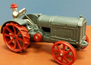 Vintage Restored Arcade Cast Iron Mccormick Deering Tractor With Driver Toy
