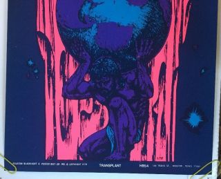 Vintage Poster Blacklight Transplant 1970 Houston Aliens Psychedelic Neon Retro 5