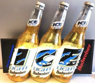 Vintage 1994 Bud Ice Draft Light Lighted Beer Bottles Sign Budweiser