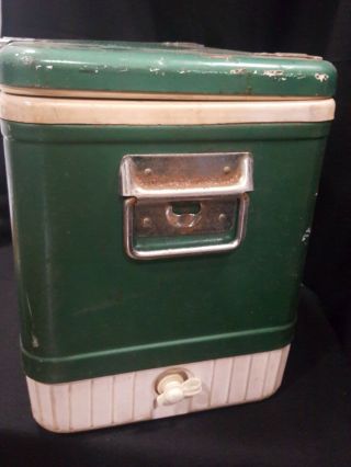Vintage Coleman Metal Green Cooler Tray Lock Ice Box 1960’s Diamond Logo 18 