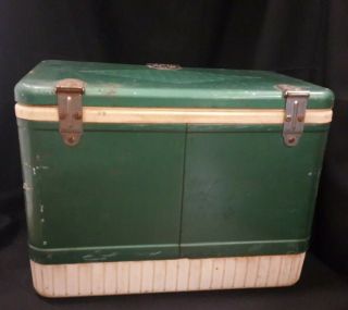Vintage Coleman Metal Green Cooler Tray Lock Ice Box 1960’s Diamond Logo 18 