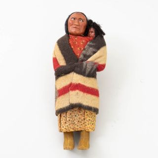 Antique Skookum Bully Good Native American Indian Brave Navajo Doll 10.  25 " T
