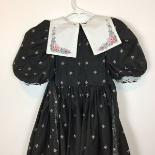 Vintage Daisy Kingdom Girl ' s Dress 5 Floral Cotton Gray S4 - 9 5