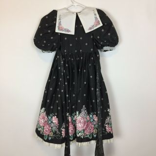 Vintage Daisy Kingdom Girl ' s Dress 5 Floral Cotton Gray S4 - 9 6