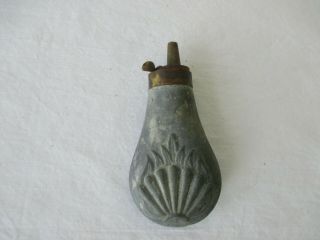 Antique Small Civil War Era Brass & Pewter Powder Flask