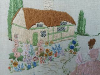 VINTAGE EMBROIDERED crinoline lady cottage garden picture 2