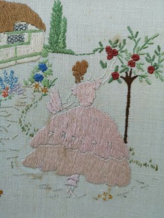VINTAGE EMBROIDERED crinoline lady cottage garden picture 4
