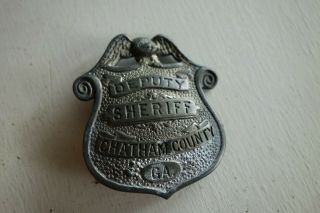 Vintage Deputy Sheriff Police Chatham County Georgia Shield Badge Obsolete