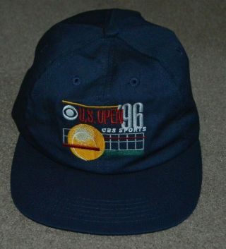 Vtg 1996 Us Open Tennis Cbs Sports K Brand Products Strapback Hat Cap Made Usa