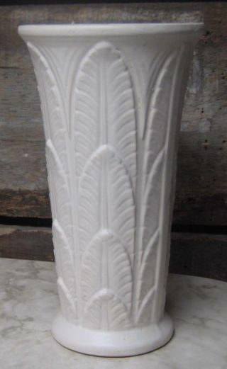 Vintage Floor/ Large Vase White Palm Leaves Rrp Robinson Ransbottom Pottery Leaf