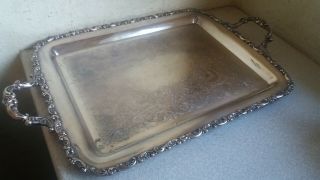 Lovely Large Heavy Vintage Silver Plated Serving Tray - Wilcox Silver Company