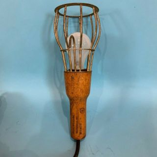 Vintage Mcgill Wooden Handle Trouble Light Industrial Steampunk With 20 Ft.  Cord
