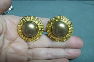 Vintage Chanel Pearl And Gold Tone Clip - On Earrings