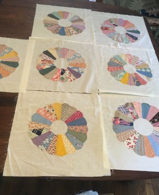 Vintage Dresden Plate Quilt Blocks - Wonderful Old Fabrics - Project To Complete