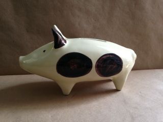 Vintage Italian Hand Painted Art Pottery Pig Piggy Bank Signed Raymor 16/a