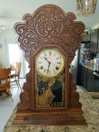 Sessions Gingerbread Vintage Kitchen Mantle Clock With Key 1900 
