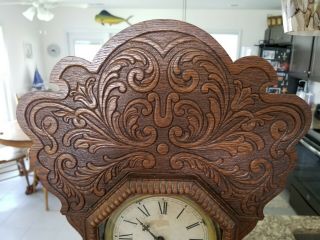 SESSIONS GINGERBREAD VINTAGE KITCHEN MANTLE CLOCK WITH KEY 1900 ' s 5