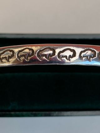 Rare Vintage Navajo Sterling Silver Buffalo Bangle Bracelet Signed G Nelson 6