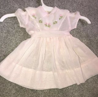 Vintage Nannette Pink Baby Girls Embroidered Roses Summer Dress 12 Mos