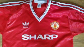 Manchester United Sharp Retro Vintage Home Football Shirt Large 42