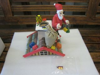 Vintage Volkskunst Dauchaus Mit Santa On Roof With Gifts.  Smoker,  Incense Burner