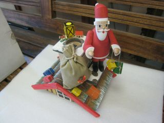 Vintage Volkskunst Dauchaus Mit Santa On Roof With Gifts.  Smoker,  Incense Burner 8