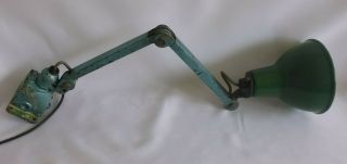 Vintage Industrial Green Enamel Angle Poise Workshop Lamp.  With Switch.