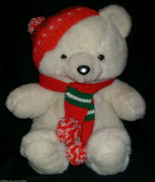 18 " Vintage 1986 Kmart Christmas Teddy Bear Stuffed Animal Plush Toy Scarf Hat