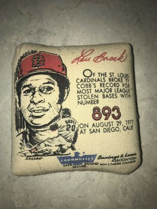 1977 Lou Brock Vintage Stolen Base Bank Promo.  Mini.  Base - St.  Louis Cardinals