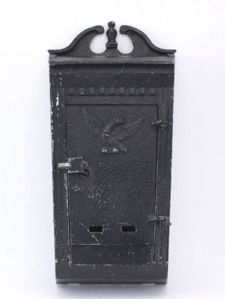 Vintage Mid Century Cast Metal Mailbox - American Eagle - Wall Mount Slot & Door