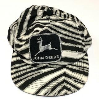 Vtg John Deere Patch Snapback Trucker Hat Cap 70s 80s Vtg K Products Zebra Print