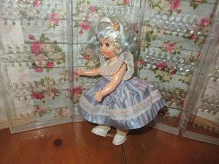Vintage Hard Plastic Virga Blue Lolly Pop Doll Ginny Friend 8” - Rare Color
