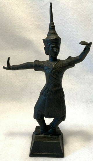 Vintage Mid - Century Cast Brass Thai Or Siam Temple Dancer Figure Or Figurine