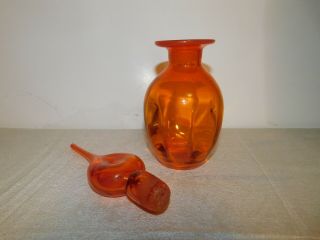 Vintage Art Glass Pinched Decanter w/ Flame Stopper Tangerine 3