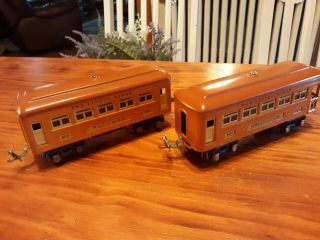 2 Vintage Lionel 603 604 Train Cars Pullman Observatory Pre War Orange W Cream